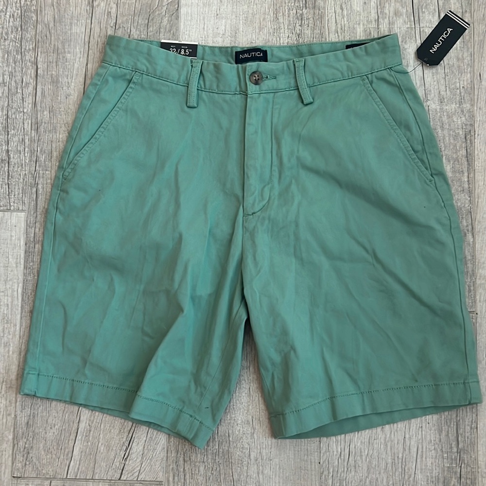 Nautica The Deck Short Mens Waist Size 32 Classic Fit Stretch 8.5” Fin Green NWT